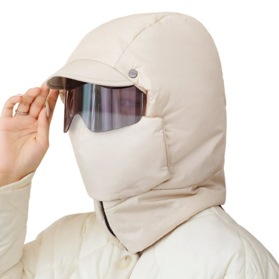 HUANLEDASH Winter Cycling Hat with Scarf Face Shield And Glasses Thick Warm Windproof Full Protecting Outdoor Travel Cold Weather Skiing Cap