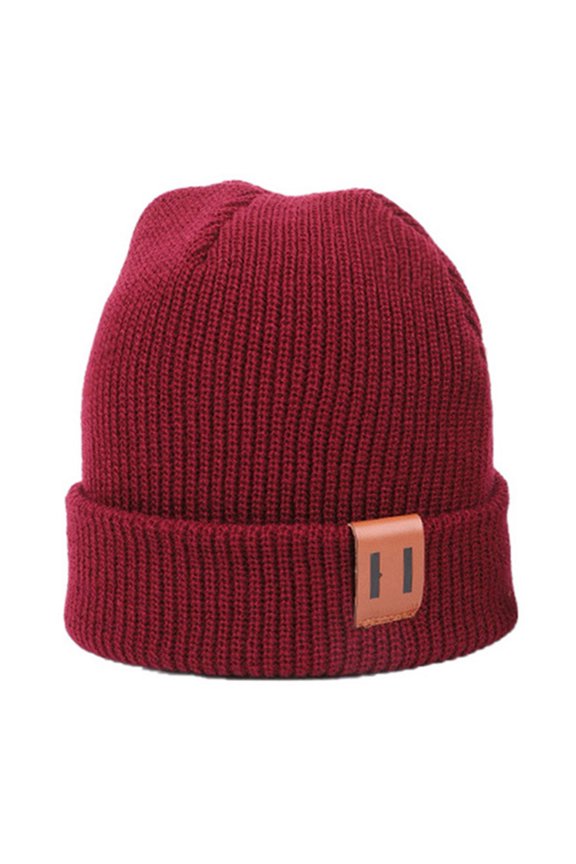 Winter Hat Children Adult Cap Thick Knitted Elastic Windproof Cozy Cold Resistant Solid Color Regular Fit Outdoor Beanie