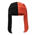 thumbnail image 1 of HUANLEDASH Winter Knitted Hat Long Bunny Ear Decor Contrast Color Unisex Thick Warm High Elasticity Windproof Headwear Cold Weather Cap for Skiing And Snowboarding, 1 of 1