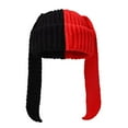thumbnail image 1 of HUANLEDASH Winter Knitted Hat Long Bunny Ear Decor Contrast Color Unisex Thick Warm High Elasticity Windproof Headwear Cold Weather Cap for Skiing And Snowboarding, 1 of 1