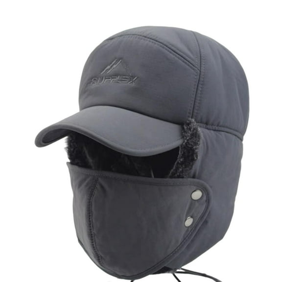 HUANLEDASH Winter Outdoor Hat with Integrated Scarf Windproof Thick Plush Keep Warm with Front Cover Full Protection Skiing Skating Cold Weather Headwear