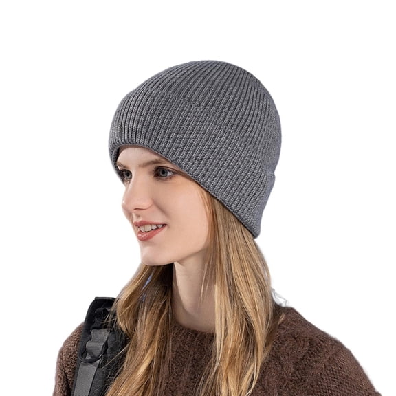 HUANLEDASH Winter Unisex Hat Knitted Thick Stretchy Piled Hat Solid Color Ear Protection Warm Daily Wear Cap Outdoor Skiing Skating Headwear