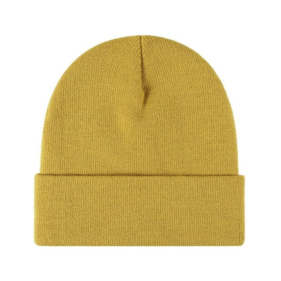 HUANLEDASH Winter Unisex Knitted Hat Stretchy Folded Brim Thickened Solid Color Ear Protection Warm Daily Wear Cap Outdoor Skiing Skating Headwear