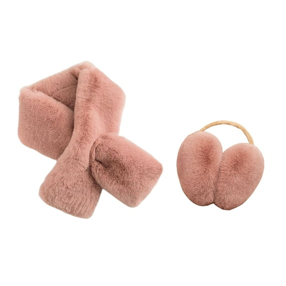 HUANLEDASH Winter Warm Earmuffs with Scarf Super Soft Ultra-Thick Windproof Solid Color Outdoor Women Plush Earmuffs Ear Warmer