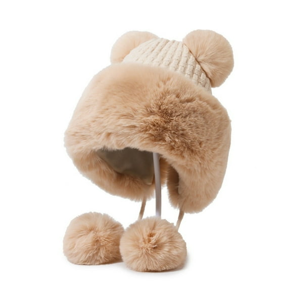 HUANLEDASH Winter Warm Hat Super Soft Ultra-thick Solid Color Windproof Women Beanie Hat Knitted Cap Accessories