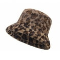 thumbnail image 1 of HUANLEDASH Winter Warm Thickened Plush Bucket Hat Super Soft Adjustable Windproof Versatile Leopard Cap Women Headwear, 1 of 1