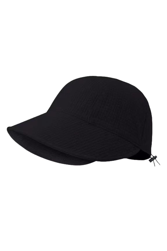 Women Baseball Hat Large Brim Face Protection Adjustable Drawstring Anti-UV Block Sunlight Foldable Solid Color Gardening Travel Sun Cap