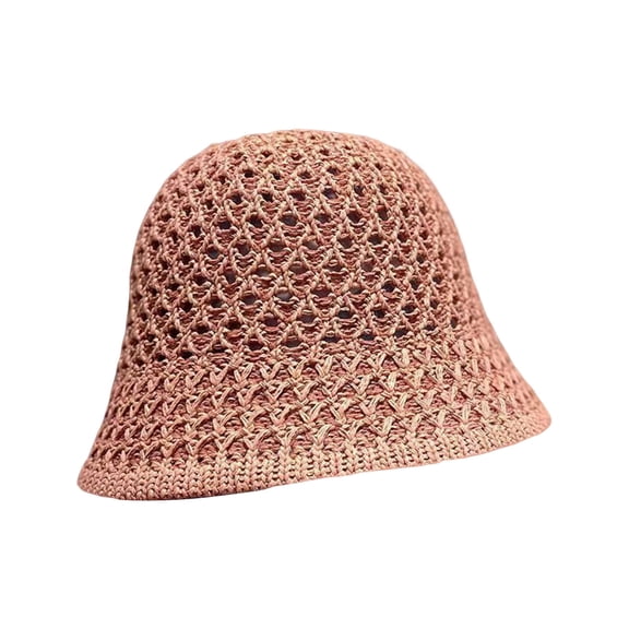 HUANLEDASH Women Basin Hat Hollow Breathable Sun Protection Fisherman Hat Solid Color Dome Short Brim Anti-UV Bucket Hat