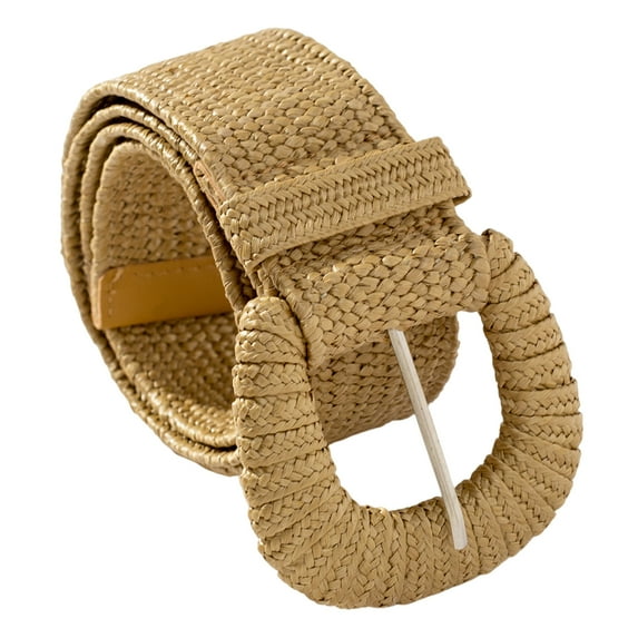 HUANLEDASH Women Belt Elastic Straw Woven Wide Belt Solid Color Dress Jeans Boho Stretchy Ladies Casual Belt Clothing Accessory