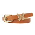thumbnail image 1 of HUANLEDASH Women Belt Metal Butterflies Decor Multi Holes Adjustable Length Waistband Imitation Leather Street Style Solid Color Belt, 1 of 1