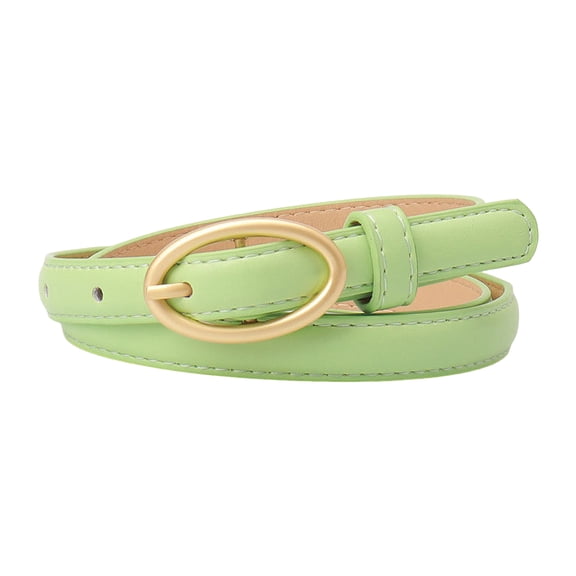 HUANLEDASH Women Belt Metal Oval Buckle Decor Multi Holes Design Adjustable Length Belt Imitation Leather Waist Strap Shirt Sweater Accessory