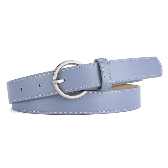 HUANLEDASH Women Belt Multi Holes Adjustable Length Round Buckle Faux Leather Waistband Dresses Shirts Sweaters Jeans Thin Belt