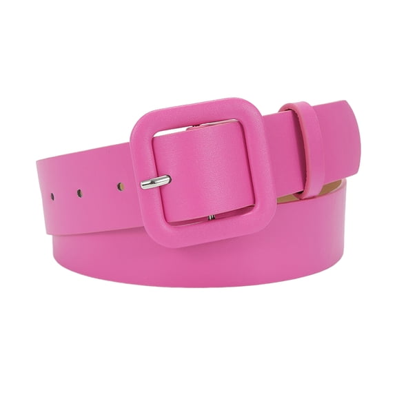 HUANLEDASH Women Belt Multi Holes Adjustable Length Square Buckle Faux Leather Waistband Jeans Dress Coats Candy Color Belt