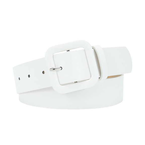 HUANLEDASH Women Belt Multi Holes Adjustable Length Square Buckle Faux Leather Waistband Jeans Dress Coats Candy Color Belt