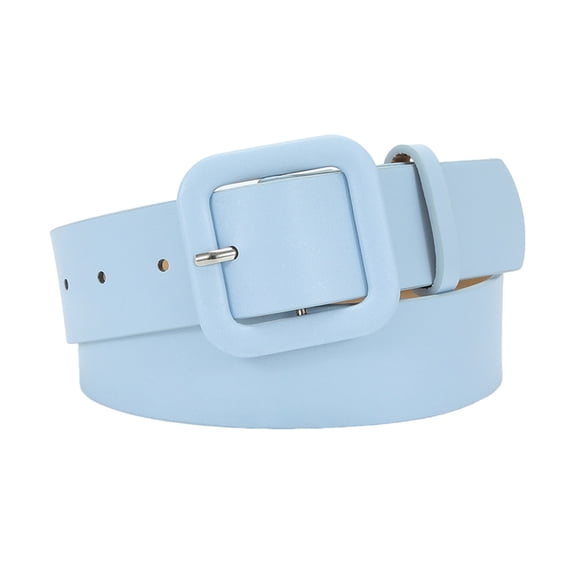 HUANLEDASH Women Belt Multi Holes Adjustable Length Square Buckle Faux Leather Waistband Jeans Dress Coats Candy Color Belt