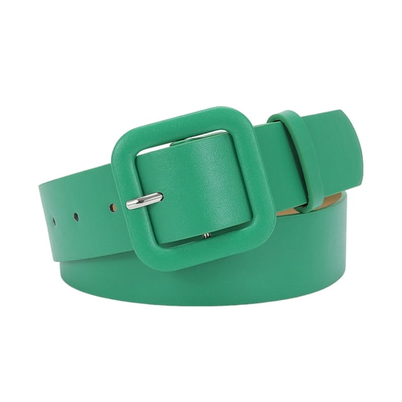 HUANLEDASH Women Belt Multi Holes Adjustable Length Square Buckle Faux Leather Waistband Jeans Dress Coats Candy Color Belt