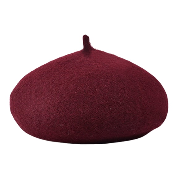 HUANLEDASH Women Beret Hat Solid Color Adjustable Size Imitation Wool Hat Retro Style Beret Cap Fashion Accessory