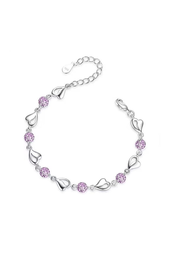 Women Bracelet Blue Cubic Zirconia Ocean Heart Adjustable Length Lobster Clip Polished Alloy Wrist Jewelry Anniversary Gift Romantic Love Lightweight Bangle