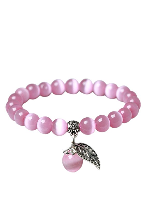 Women Bracelet Ethnic Style Smooth Elastic Rope Handmade Polishing Decorate Eye-catching Women Opal Beads Bracelet Jewelry Accessories