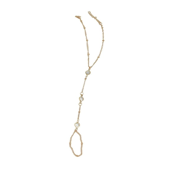 HUANLEDASH Women Bracelet Ring Integrated Alloy Retro Ethnic Rhinestone Decor Hand Chain Bracelet Ring Hollow Chain Finger Ring Bracelet Boho Beach Jewelry Gift