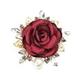 thumbnail image 1 of HUANLEDASH Women Brooch 3D Rose Leaf Faux Pearl Rhinestone Lapel Collar Pin Bag Scarf Hat Decoration Brooch Prom Party Jewelry, 1 of 1