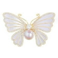 thumbnail image 1 of HUANLEDASH Women Brooch Butterfly Shape Faux Pearl Rhinestone Decor Dripping Oil Anti-slip Suit Coat Collar Hat Scarf Clothes Pin Prom Party Garment Jewelry, 1 of 1