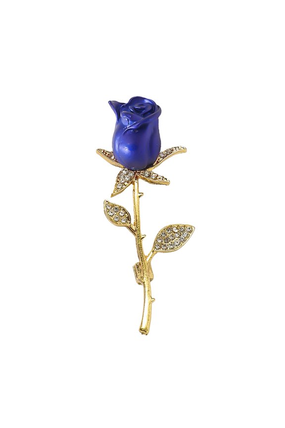 Women Brooch Dripping Oil Rose Shape Rhinestone Decor Retro Style Smooth Surface Collar Pin Anti-Oxidation Anti-Rust Party Evening Wear Clothes Pin