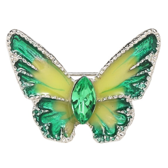 HUANLEDASH Women Brooch Retro Butterfly Shape Dripping Oil Emerald Rhinestone Decor Anti-slip Suit Coat Collar Hat Scarf Decoration Clothes Pin Prom Party Garment Jewelry