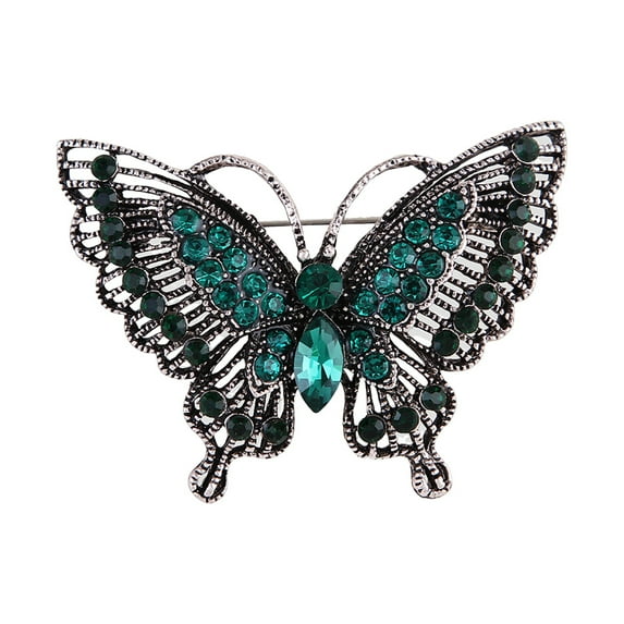 HUANLEDASH Women Brooch Retro Hollow Butterfly Shape Rhinestone Decor Anti-slip Wear-resistant Suit Coat Collar Hat Scarf Decoration Clothes Pin Prom Party Garment Jewelry