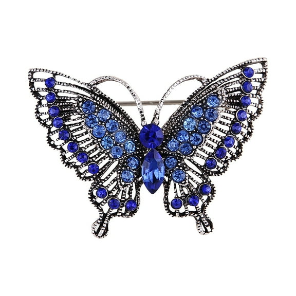 HUANLEDASH Women Brooch Retro Hollow Butterfly Shape Rhinestone Decor Anti-slip Wear-resistant Suit Coat Collar Hat Scarf Decoration Clothes Pin Prom Party Garment Jewelry