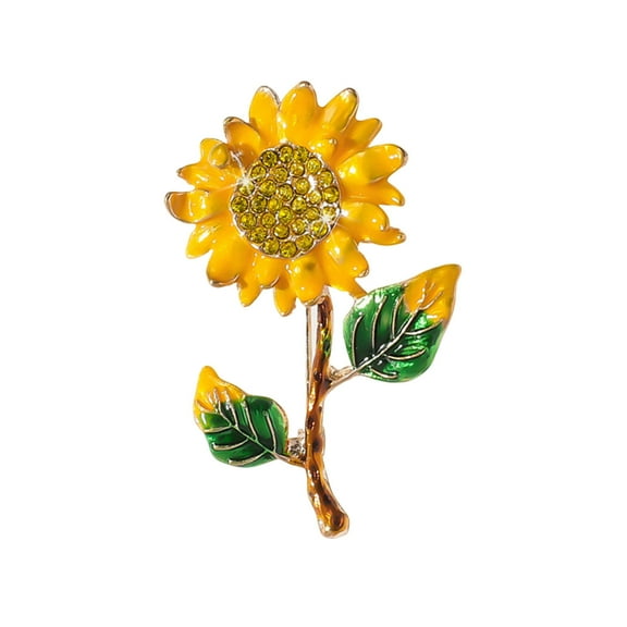 HUANLEDASH Women Brooch Sunflower Shape Enamel Oil Dripping Retro Rhinestone Polished Coat Collar Bag Scarf Hat Decoration Clothes Pin Party Banquet Clothing Jewelry