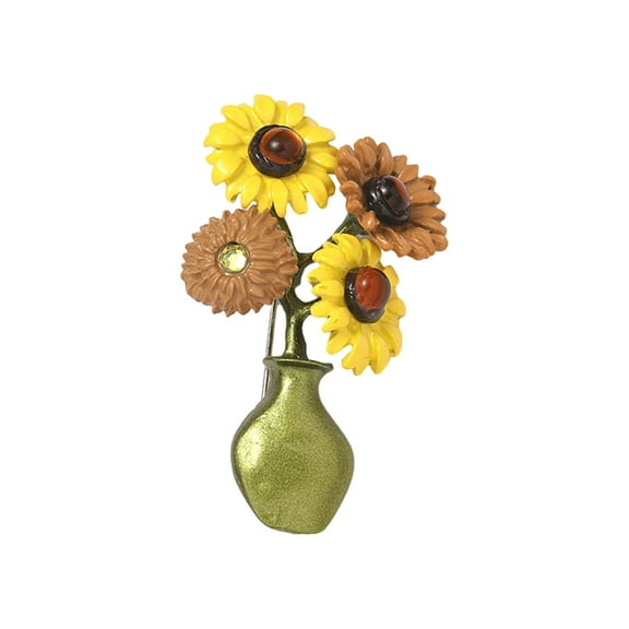 HUANLEDASH Women Brooch Sunflower Vase Shape Retro Enamel Anti-slip Polished Coat Collar Bag Scarf Hat Decoration Clothes Pin Party Banquet Clothing Jewelrys