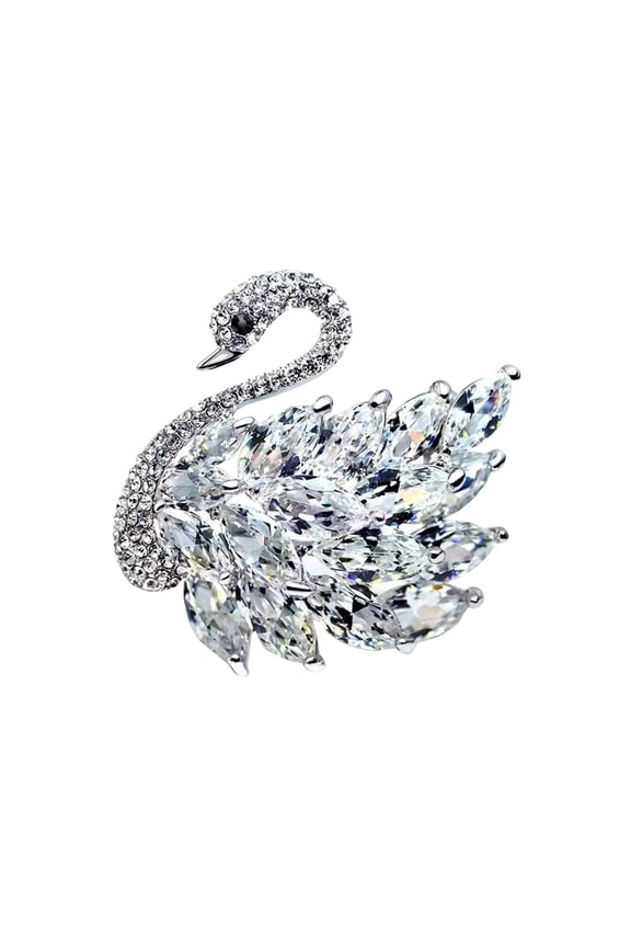 Women Brooch Swan Shape Rhinestone Retro Anti-slip Shoulder Bag Suit Coat Collar Hat Clothes Anti-exposure Pin Party Prom Bride Wedding Garment Jewelry