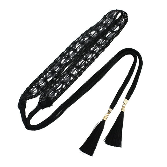 HUANLEDASH Women Dress Belt Braided Lace Decorated Tassel End Waistband Solid Color Waist Cord Costume Accessories