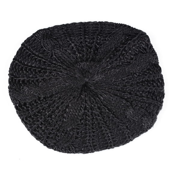 HUANLEDASH Women Fall Winter Hat Knitted Bonnet Solid Color Elastic Twisted Texture Keep Warm Beret Photo Prop Cap for Outdoor Activities Travel Cycling
