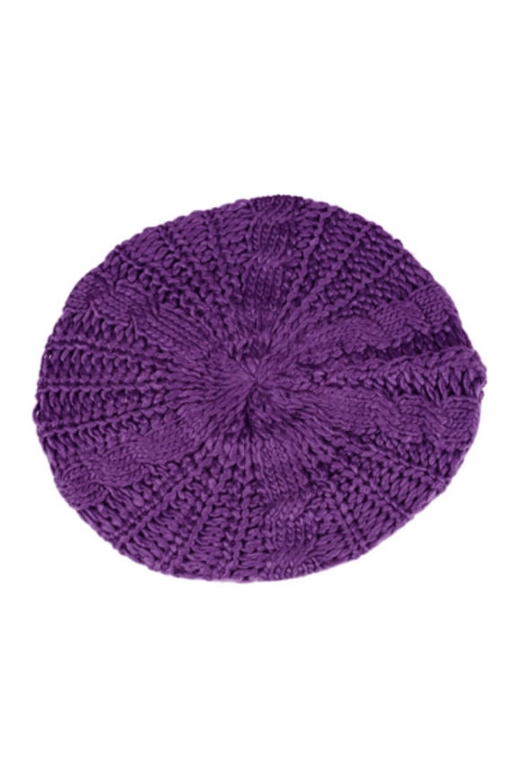 Women Fall Winter Hat Knitted Bonnet Solid Color Elastic Twisted Texture Keep Warm Beret Photo Prop Cap for Outdoor Activities Travel Cycling