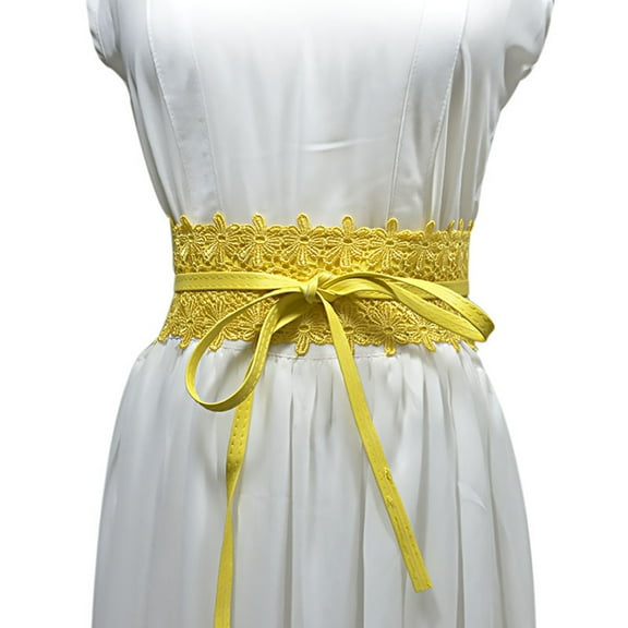 HUANLEDASH Women Girdle Smooth Faux Leather Lace Solid Color Wide Lace-up Adjustable Anti-slip Firm Stitching Retro Slim Waist Decoration Dress Coat Sweater Waist Belt Waistband