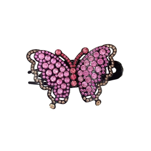 HUANLEDASH Women Hair Claw Butterfly Shape Colorful Rhinestone Strong Claw Anti-slip Anti-break Hair Decoration Lightweight Elegant Party Lady Hair Grip Hair Accessories