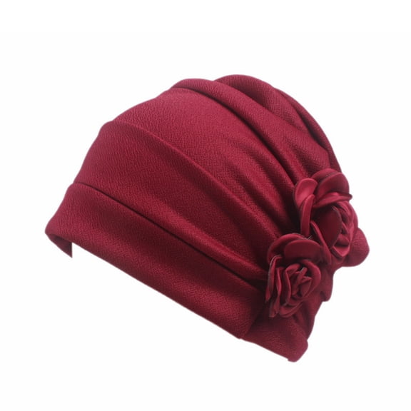 HUANLEDASH Women Hat No Brim Wind-proof Comfortable Touch Good Stretchy Flower Design Keep Warm Breathable Women Soft Comfy Beanie Hat Daily Wear