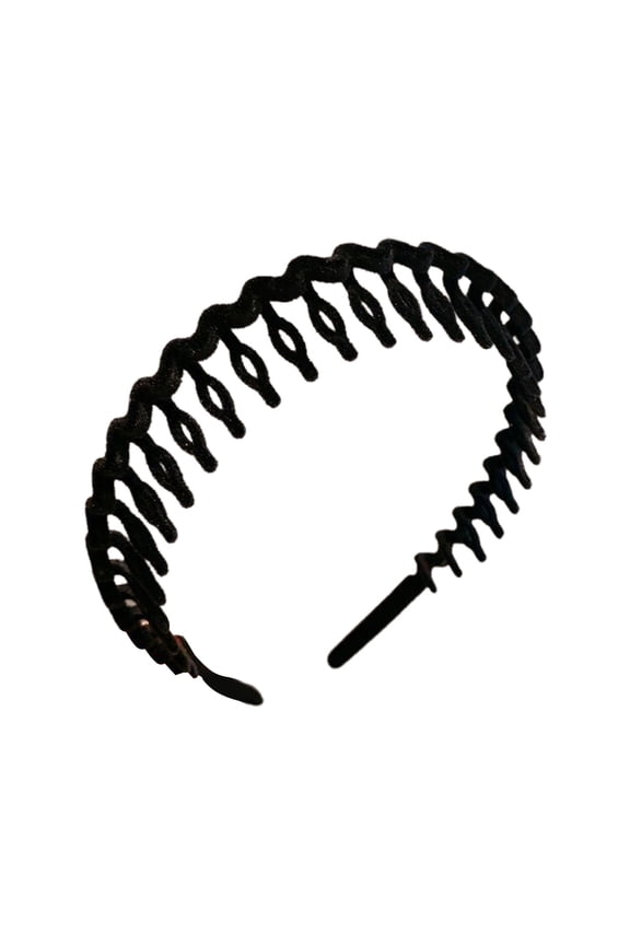 Women Headband Wave Shape Teeth Anti-slip Solid Color Elastic Hair-fixed Soft Edge Narrow Daily Hair Hoop Hair Accessory