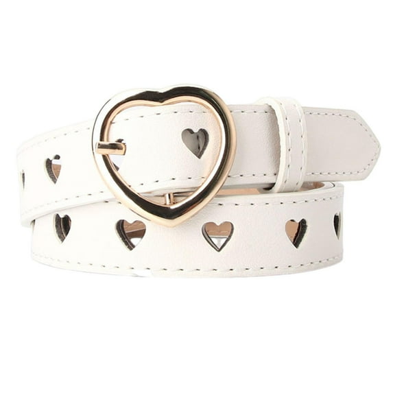 HUANLEDASH Women Heart-shaped Buckle Belt Heart Hollow Design Waistband Faux Leather Adjustable Length Belt Fashion Accessories