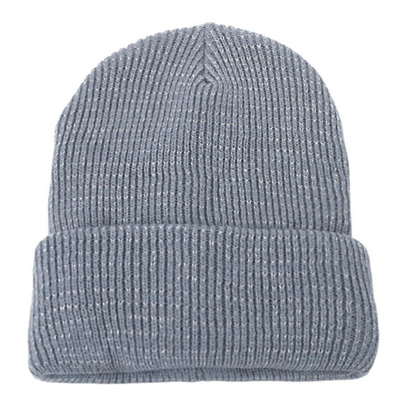 HUANLEDASH Women Knitted Hat Reflective at Night High Elasticity Folded Brim Dome Hip Hop Street Style Online Celebrity Cap Winter Keep Warm Headwear