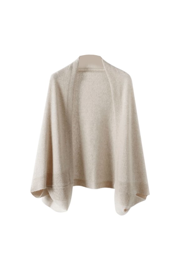 Women Knitting Shawl Collarless Long Sleeve Open Front Solid Color Sweater Coat Loose Fit Knitting Cape