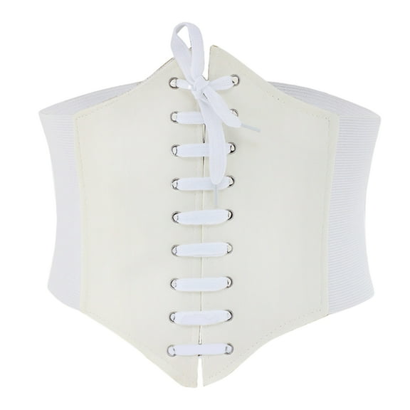 HUANLEDASH Women Lace-up Corset Wide Elastic Waist Belt Faux Leather Slimming Body Waistband Dress Shirt Decoration