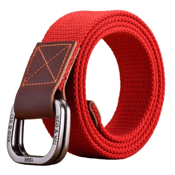 HUANLEDASH Women Men Double Ring Buckle Canvas Belt Simple Casual Versatile Youth Cargo Waist Band Outdoor Sport Jeans Accessories