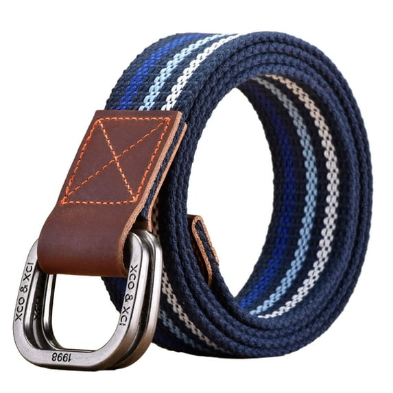 HUANLEDASH Women Men Double Ring Buckle Canvas Belt Simple Casual Versatile Youth Cargo Waist Band Outdoor Sport Jeans Accessories