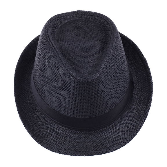 HUANLEDASH Women Men Hat Unisex Casual Contrast Color Curled Brim Braided Sunscreen Foldable Outdoor Travel Panama Cowboy Headwear