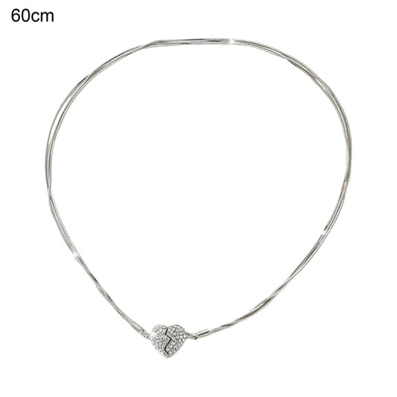 HUANLEDASH Women Necklace Magnetic Broken Heart Pendant Rhinestone Three-layered Snake Bone Chain Prom Party Clavicle Necklace Weddings Jewelry