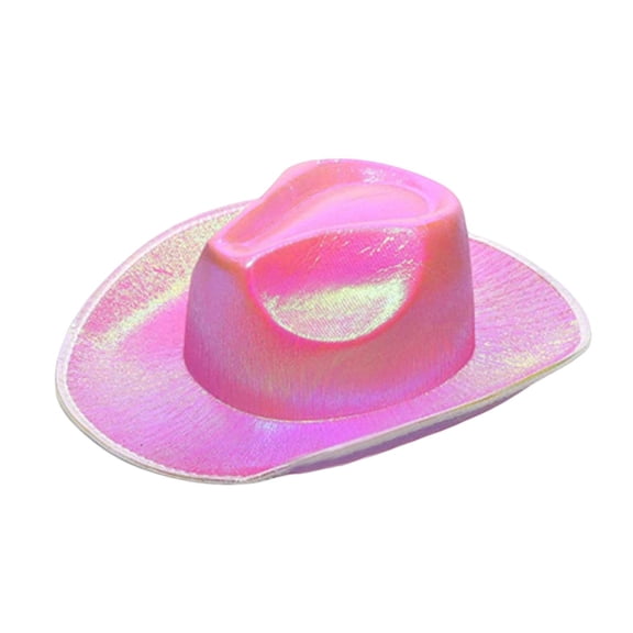 HUANLEDASH Women Party Hat Bright Color Concave Top Wide Brim Glossy Surface Cosplay Dress-up Costume Dance Show Props Western Cowboy Hat Headwear