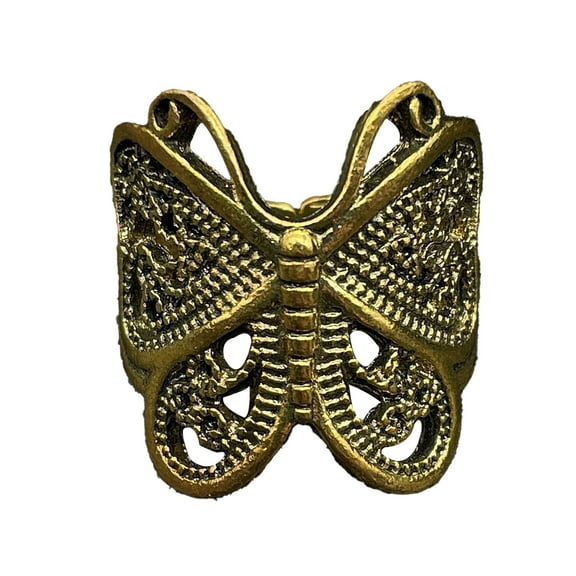HUANLEDASH Women Ring Carving Elegant Hypoallergenic Golden Silver Color Retro Butterflies Finger Ring Fashion Jewelry